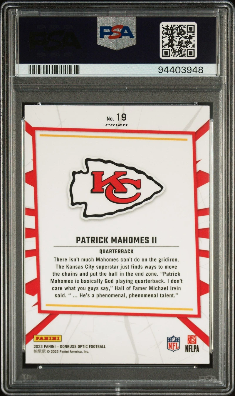 2023 Panini Donruss Optic My House! 19 Patrick Mahomes Ii PSA 10