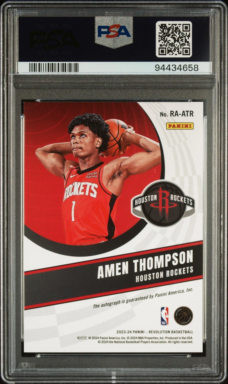 2023 Panini Revolution Rookie Autographs Raatr Amen Thompson PSA 9