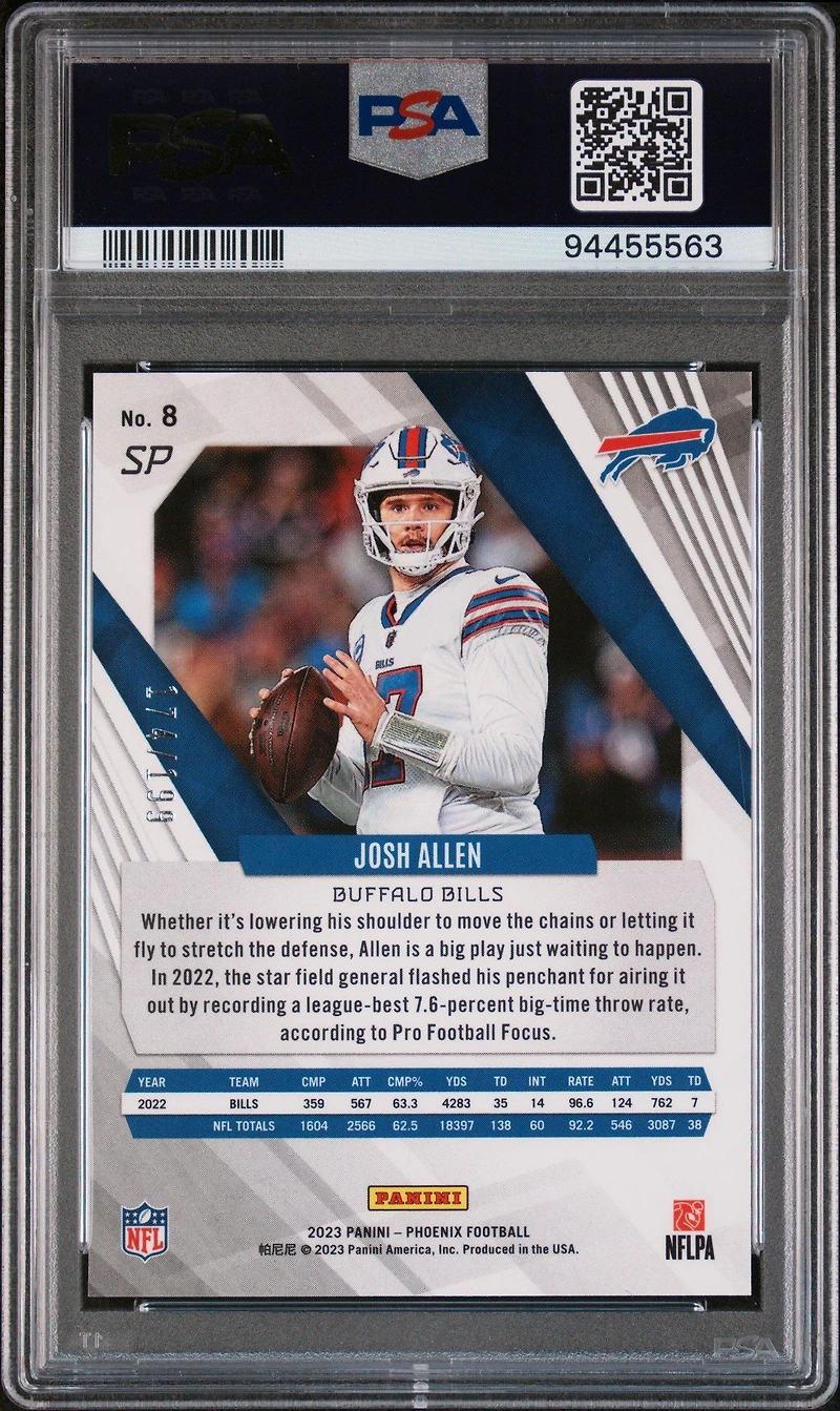 2023 Panini Phoenix 8 Josh Allen Sp-red Seismic PSA 10