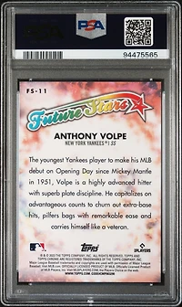 2023 Topps Chrome Logofractor Edition Future Stars Fs11 Anthony Volpe PSA 9