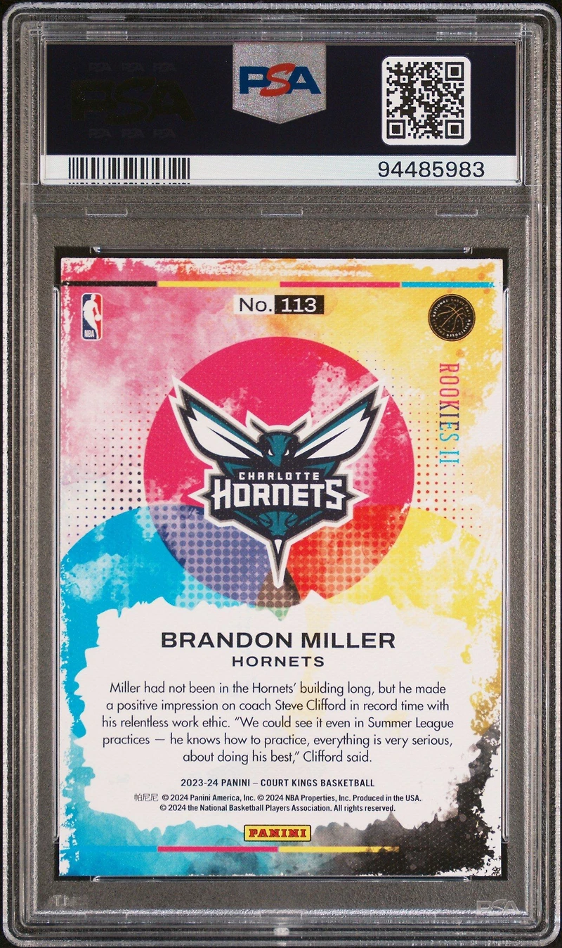 2023 Panini Court Kings 113 Brandon Miller PSA 10