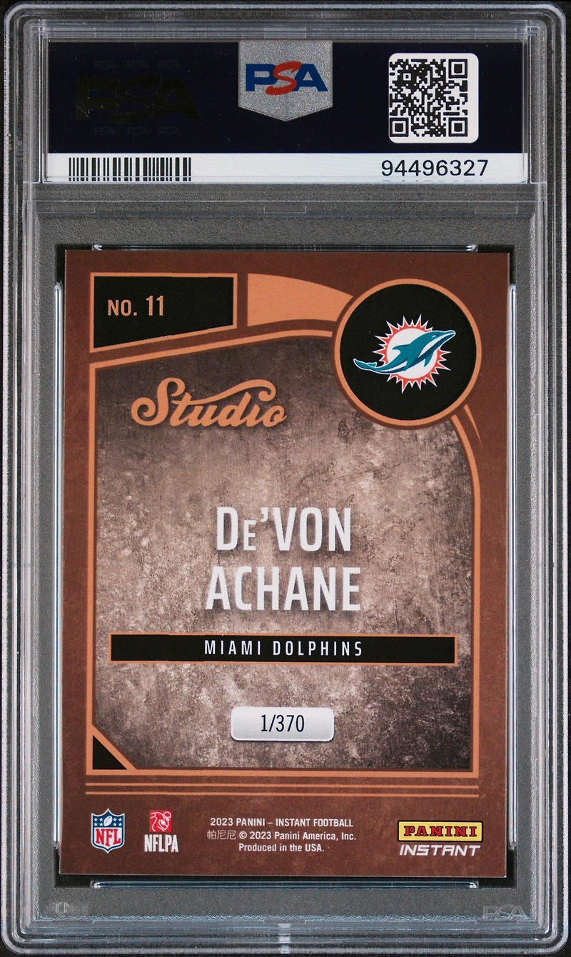2023 Panini Instant Studio Rookies 11 De'von Achane PSA 9