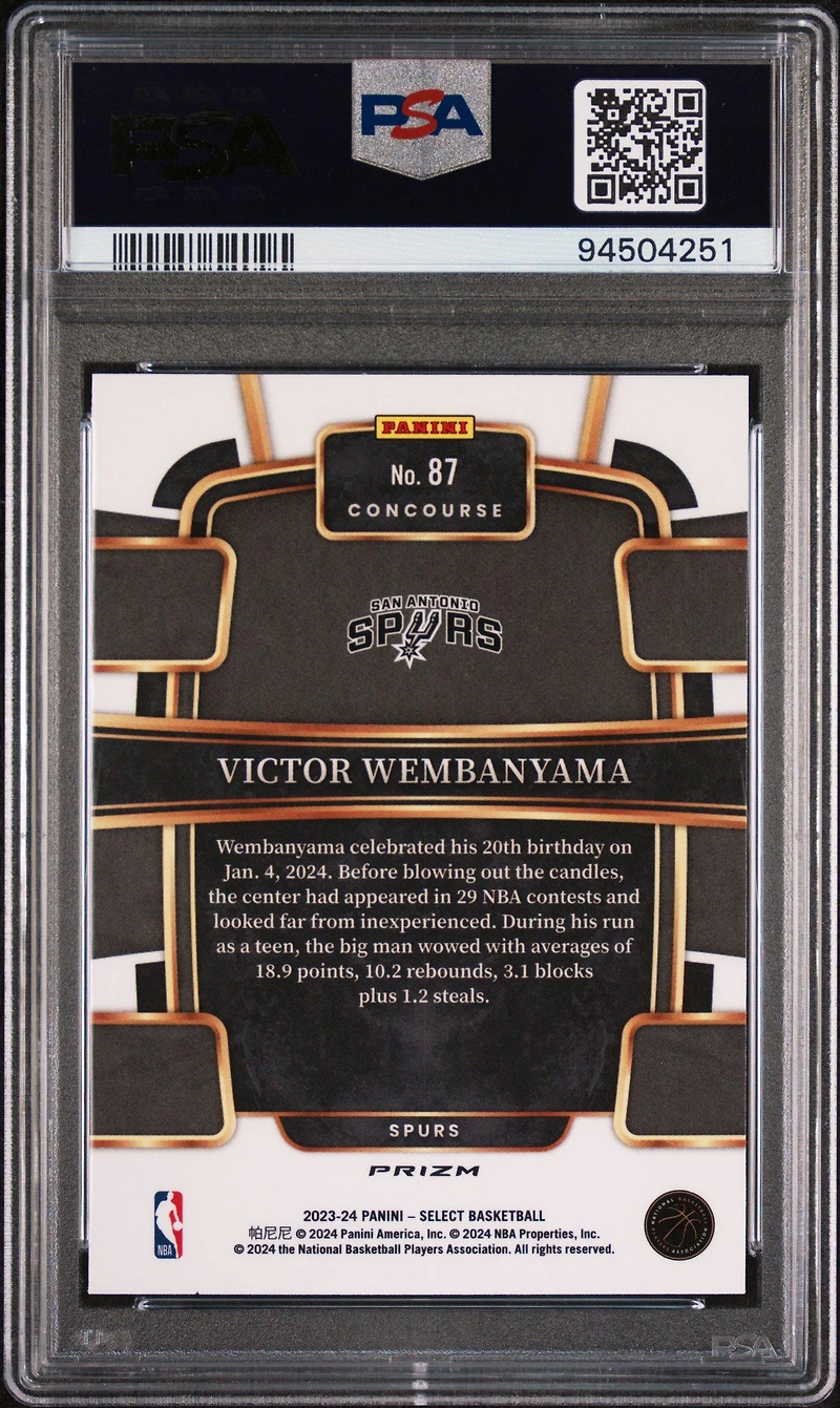 2023 Panini Select Victor Wembanyama Green/white/purple Prizm PSA