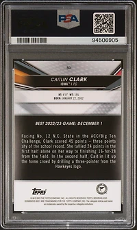 2022 Bowman University Best 50 Caitlin Clark PSA 9