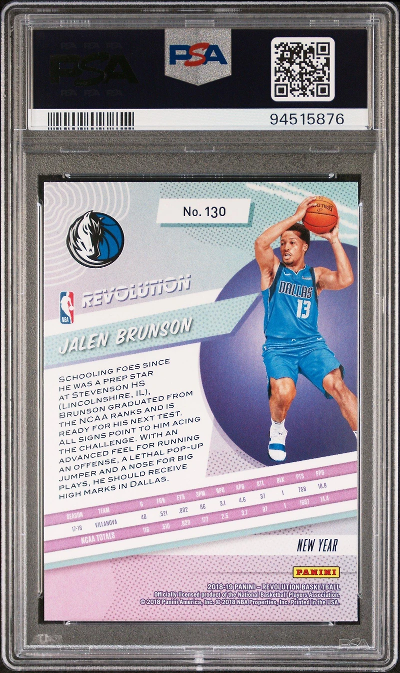 2018 Panini Revolution 130 Jalen Brunson Chinese New Year PSA 10