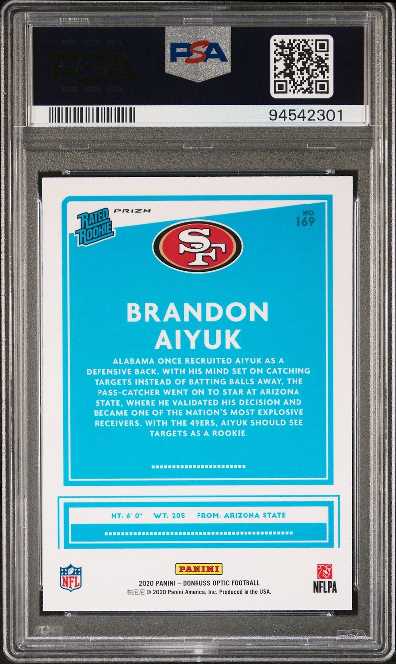 2020 Panini Donruss Optic 169 Brandon Aiyuk Pink PSA 10