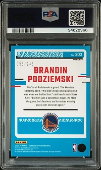 2023 Panini Donruss Optic 203 Brandin Podziemski Blue Seismic PSA 10