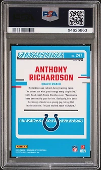 2023 Panini Donruss Optic 247 Anthony Richardson Green Hyper PSA 10