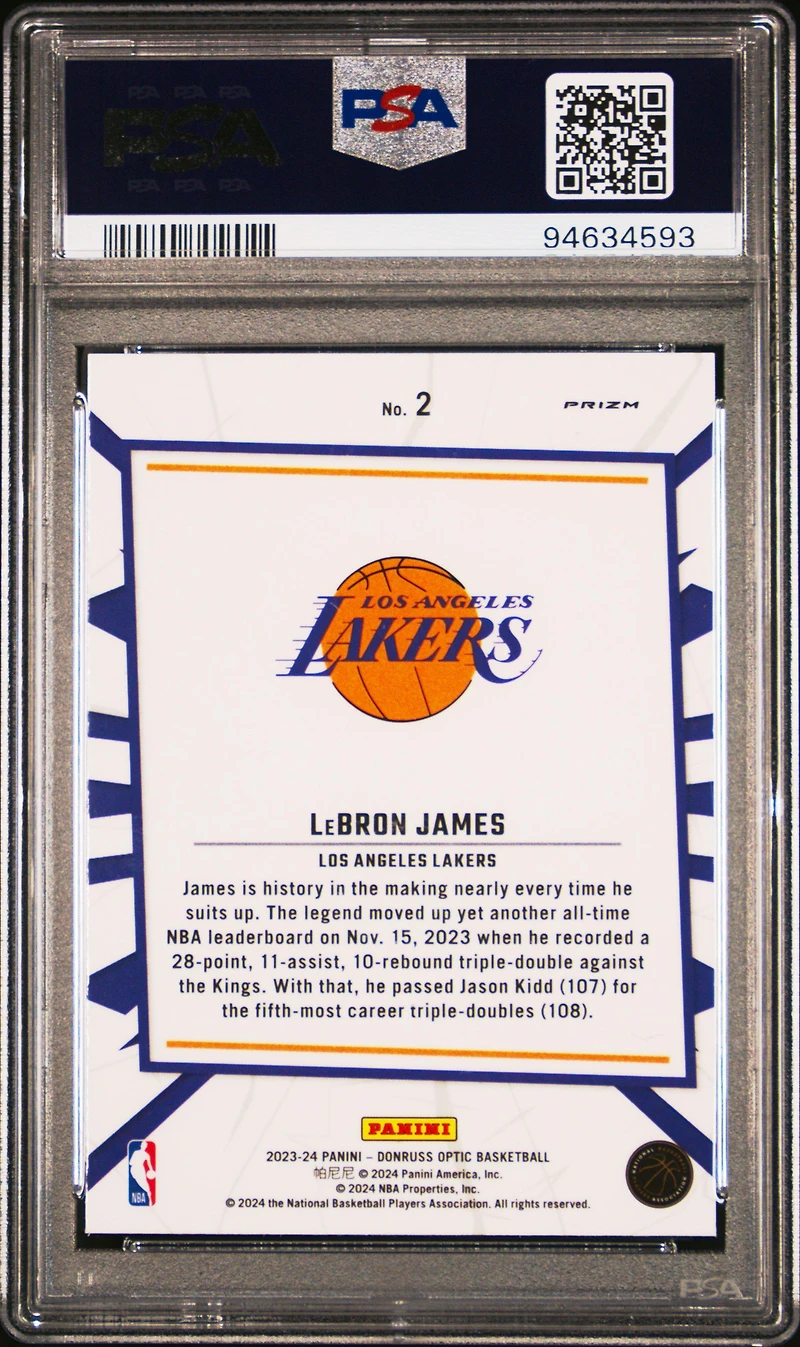 2023 Panini Donruss Optic My House 2 Lebron James Purple PSA 10