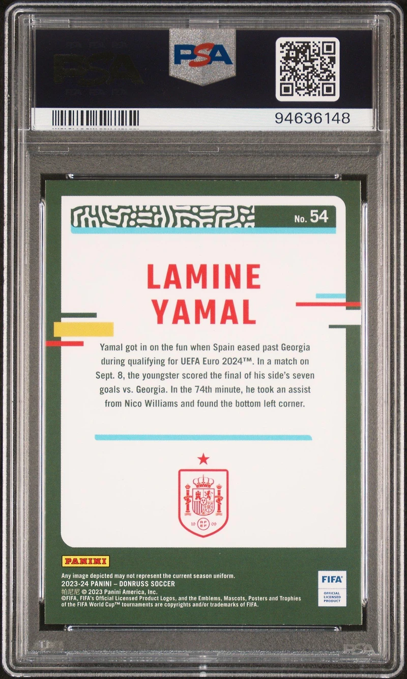 2023-24 Panini Donruss Fifa 54 Lamine Yamal PSA 10