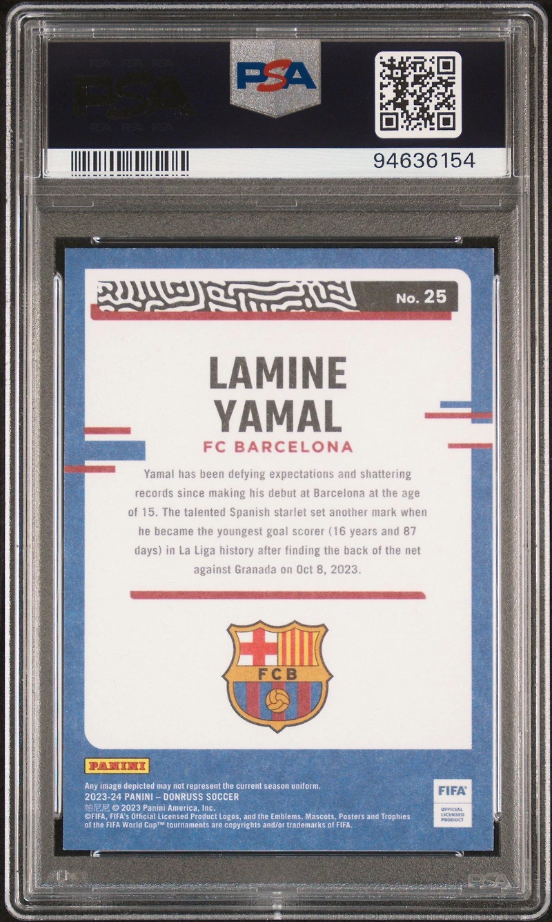 2023-24 Panini Donruss Fifa The Rookies 25 Lamine Yamal PSA 9