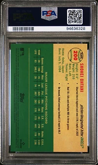 2023 Topps Chrome Platinum Anniversary 200 Shohei Ohtani Blue Mini Diamond Refractor PSA 10