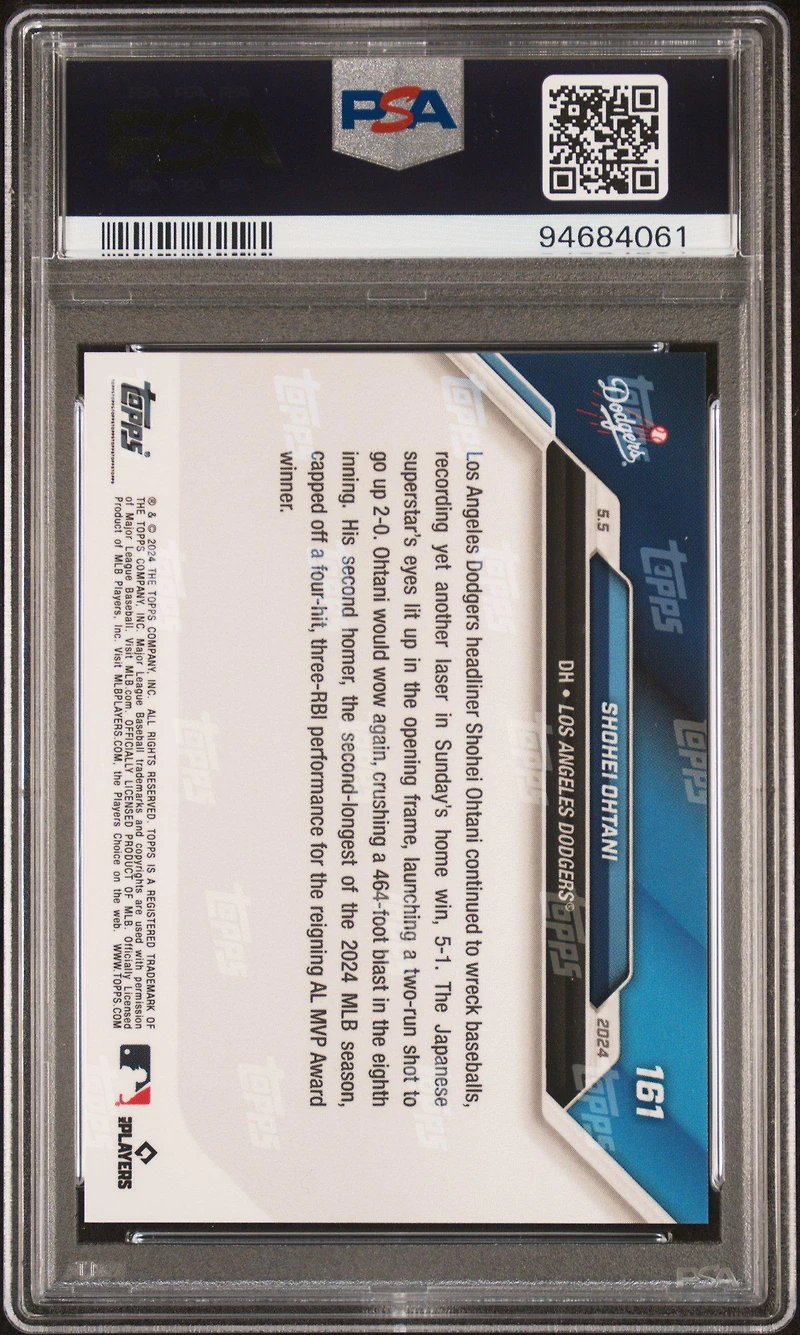 2024 Topps Now 161 Shohei Ohtani PSA 10