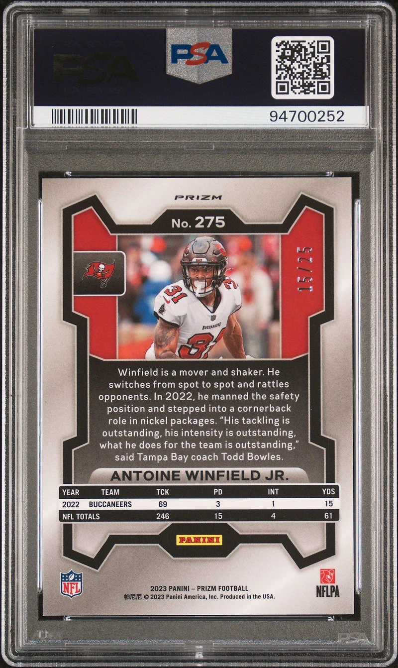 2023 Panini Prizm 275 Antoine Winfield Jr. Navy Camo PSA 10