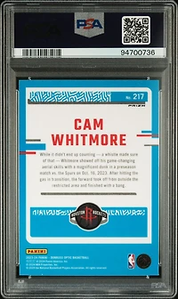 2023 Panini Donruss Optic 217 Cam Whitmore Holo PSA 10