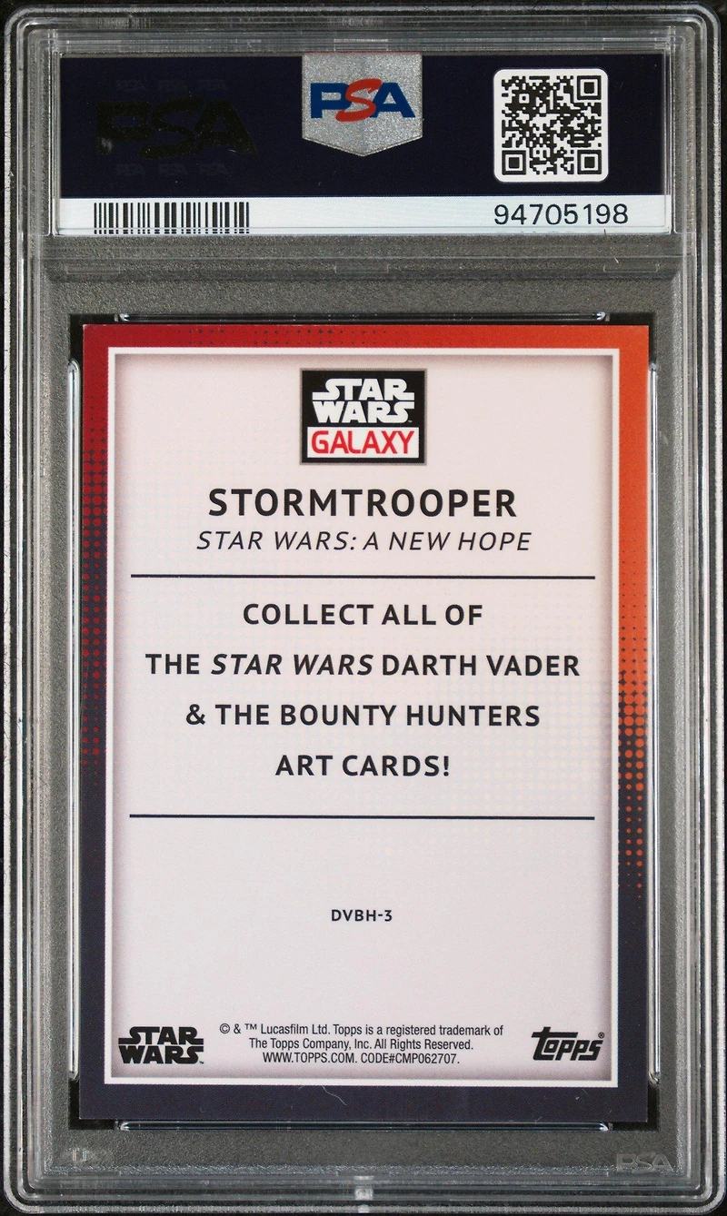 2023 Topps Chrome Star Wars Galaxy Darth Vader's Bounty Hunters Dvbh3 Stormtrooper Wave PSA 10