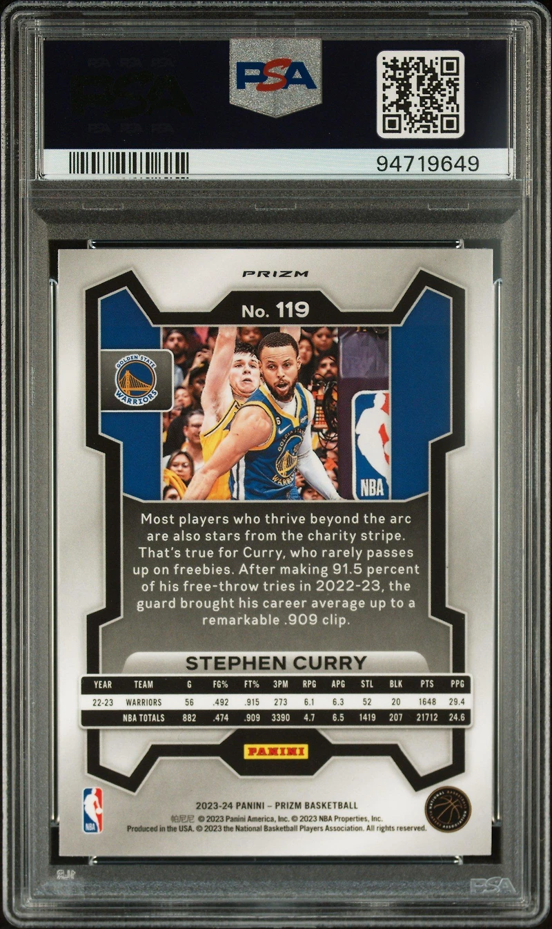 2023 Panini Prizm 119 Stephen Curry Green Wave PSA 10