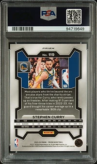 2023 Panini Prizm 119 Stephen Curry Green Wave PSA 10