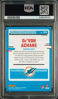 2023 Panini Donruss Optic 269 De'von Achane Fire PSA 9