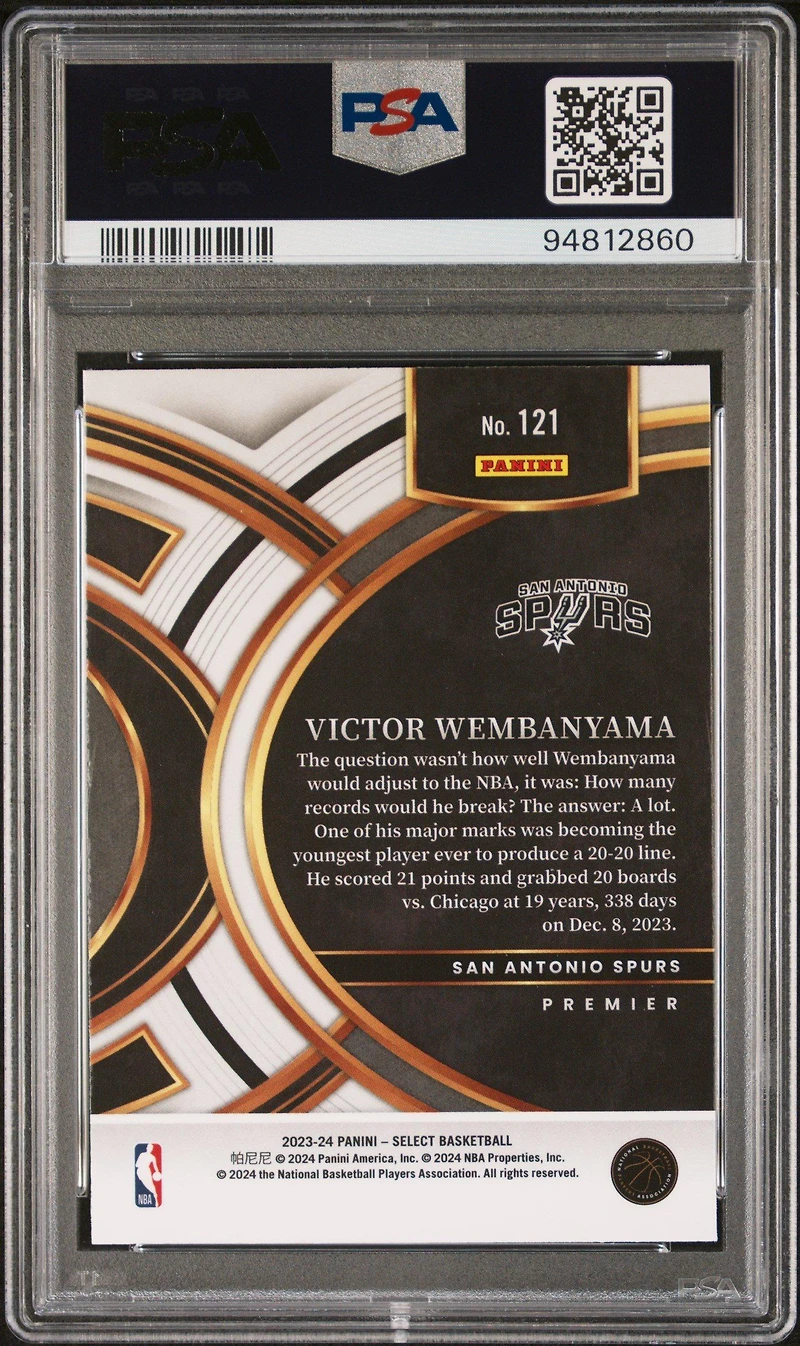 2023 Panini Select 121 Victor Wembanyama PSA 10
