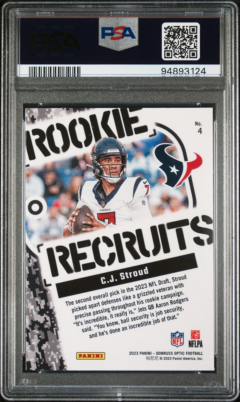2023 Panini Donruss Optic Rookie Recruits 4 Cj Stroud PSA 10