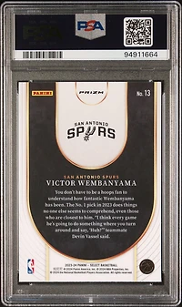 2023 Panini Select Neon Icon 13 Victor Wembanyama Silver Prizm PSA 10