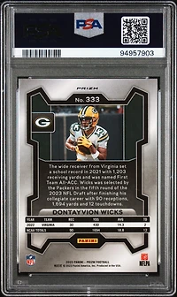 2023 Panini Prizm 333 Dontayvion Wicks Red Sparkle PSA 9