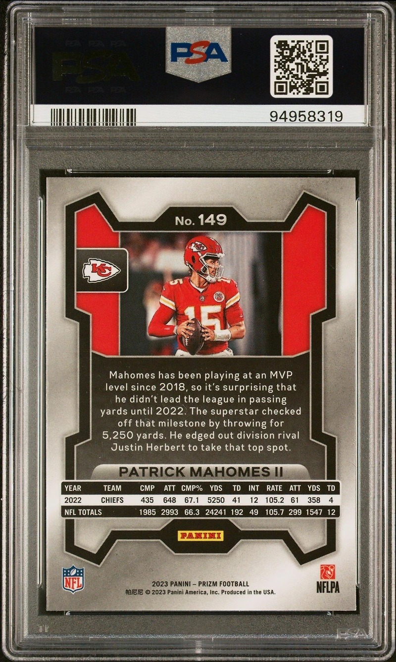 2023 Panini Prizm 149 Patrick Mahomes Ii PSA 9