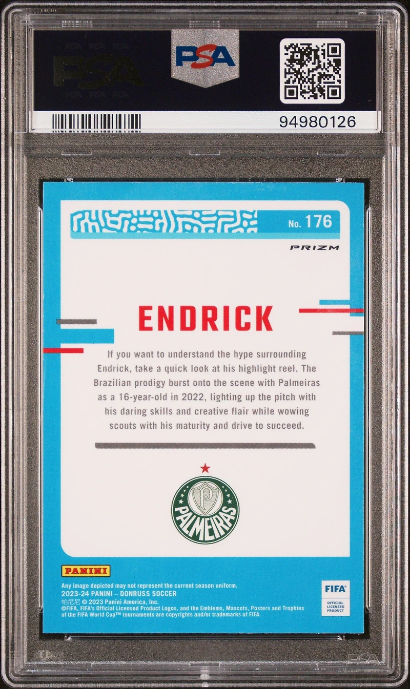 2023-24 Panini Donruss Fifa 176 Endrick Optic-holo PSA 9