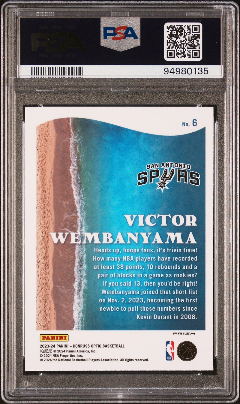 2023 Panini Donruss Optic Splash 6 Victor Wembanyama Holo PSA