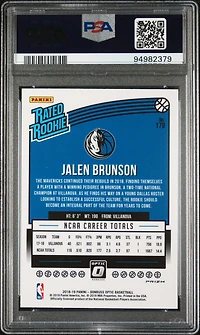 2018 Panini Donruss Optic 179 Jalen Brunson Blue Velocity PSA 10