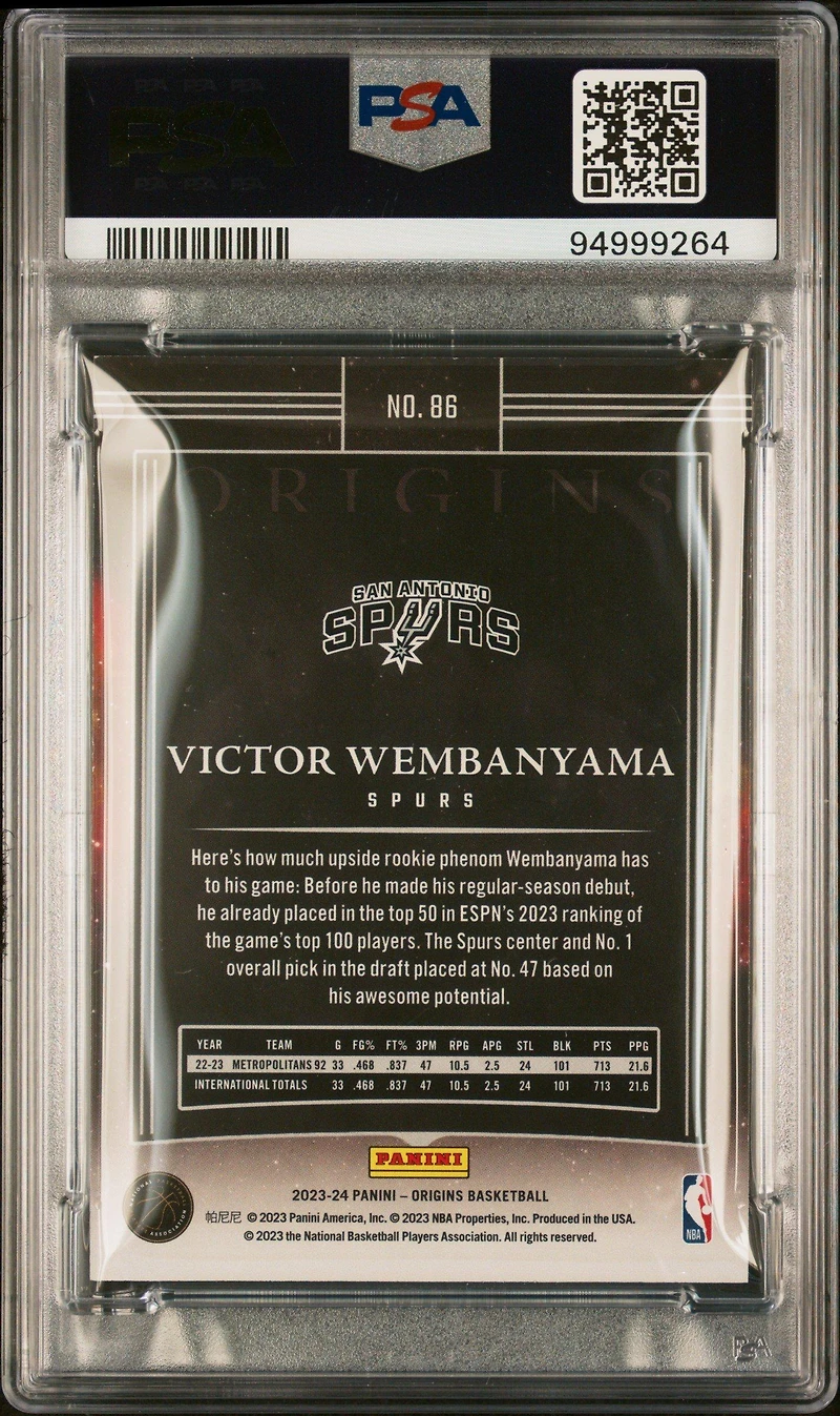 2023 Panini Origins 86 Victor Wembanyama Red PSA 9