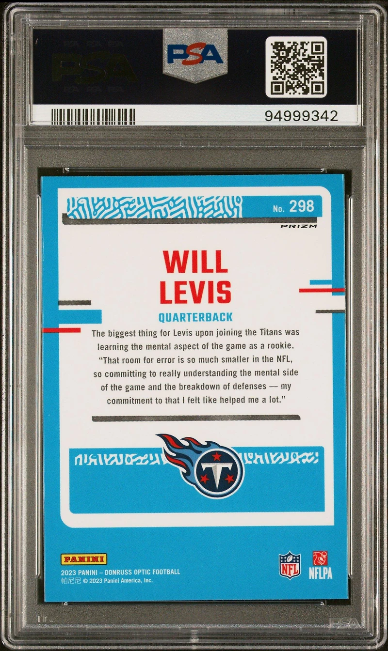 2023 Panini Donruss Optic 298 Will Levis Pink PSA