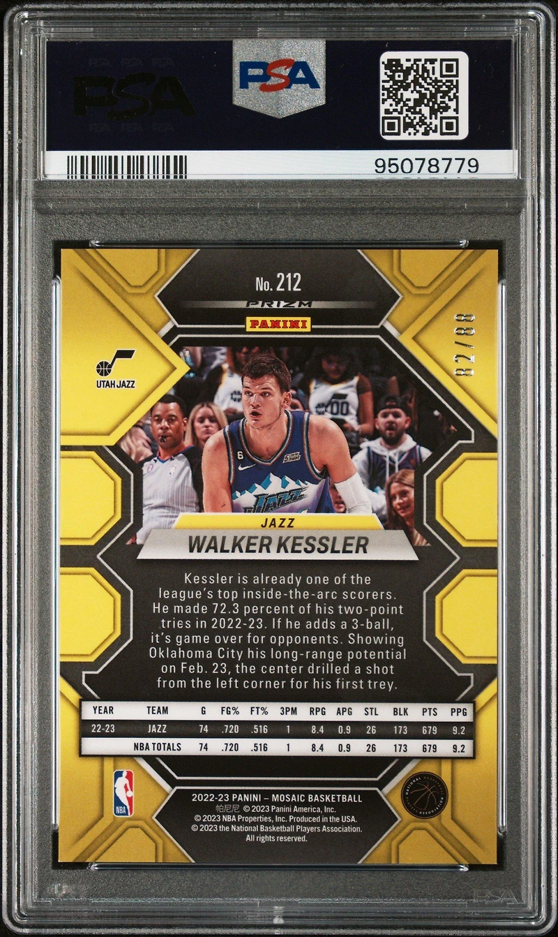 2022 Panini Mosaic 212 Walker Kessler Fusion Red & Yellow Choice PSA 10