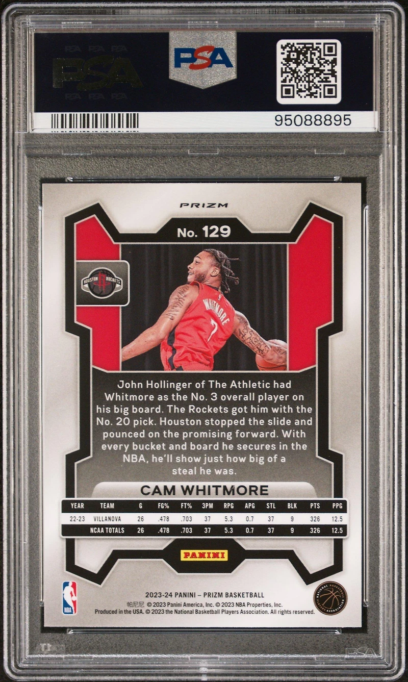 2023 Panini Prizm 129 Cam Whitmore Orange Ice PSA 10