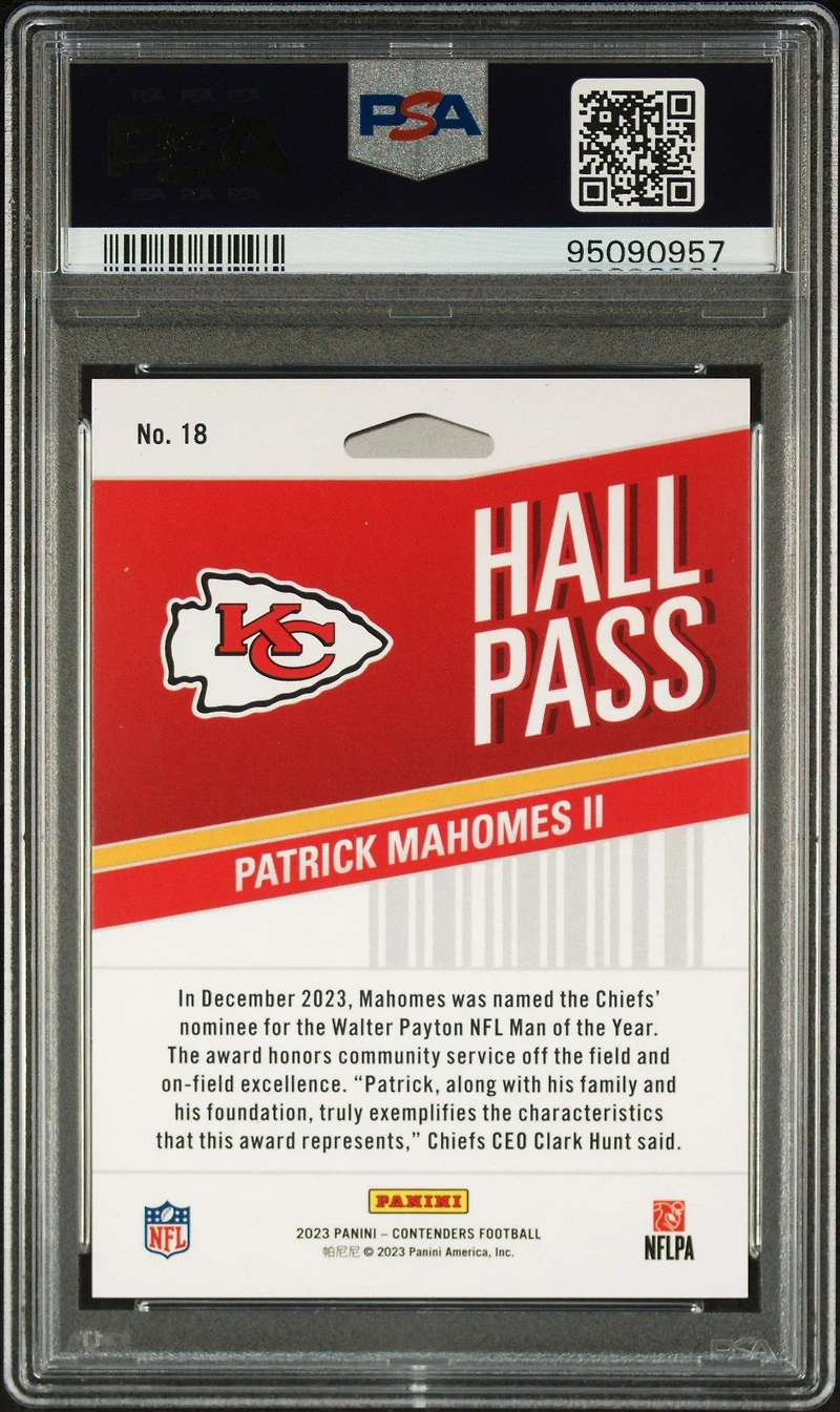 2023 Panini Contenders Hall Pass 18 Patrick Mahomes Ii Silver PSA 10