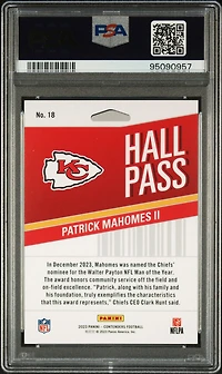 2023 Panini Contenders Hall Pass 18 Patrick Mahomes Ii Silver PSA 10