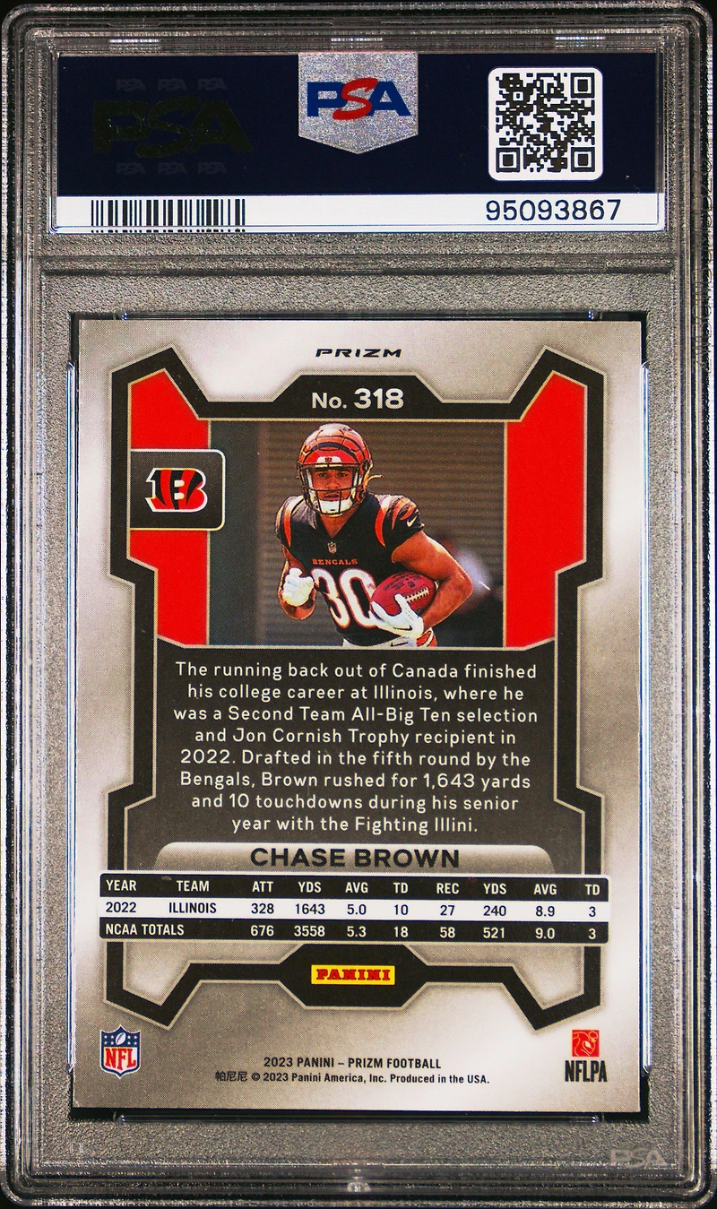 2023 Panini Prizm 318 Chase Brown Red/white/blue Prizm PSA 9