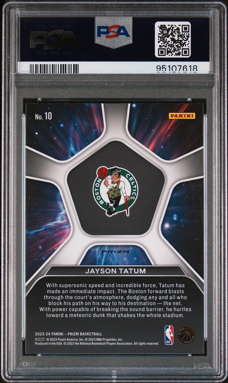 2023 Panini Prizm Deep Space 10 Jayson Tatum Silver Prizm PSA 10