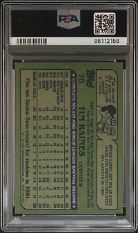 1982 Topps 70 Tim Raines PSA 10