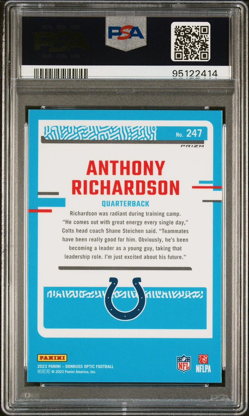 2023 Panini Donruss Optic 247 Anthony Richardson Green Velocity PSA 10