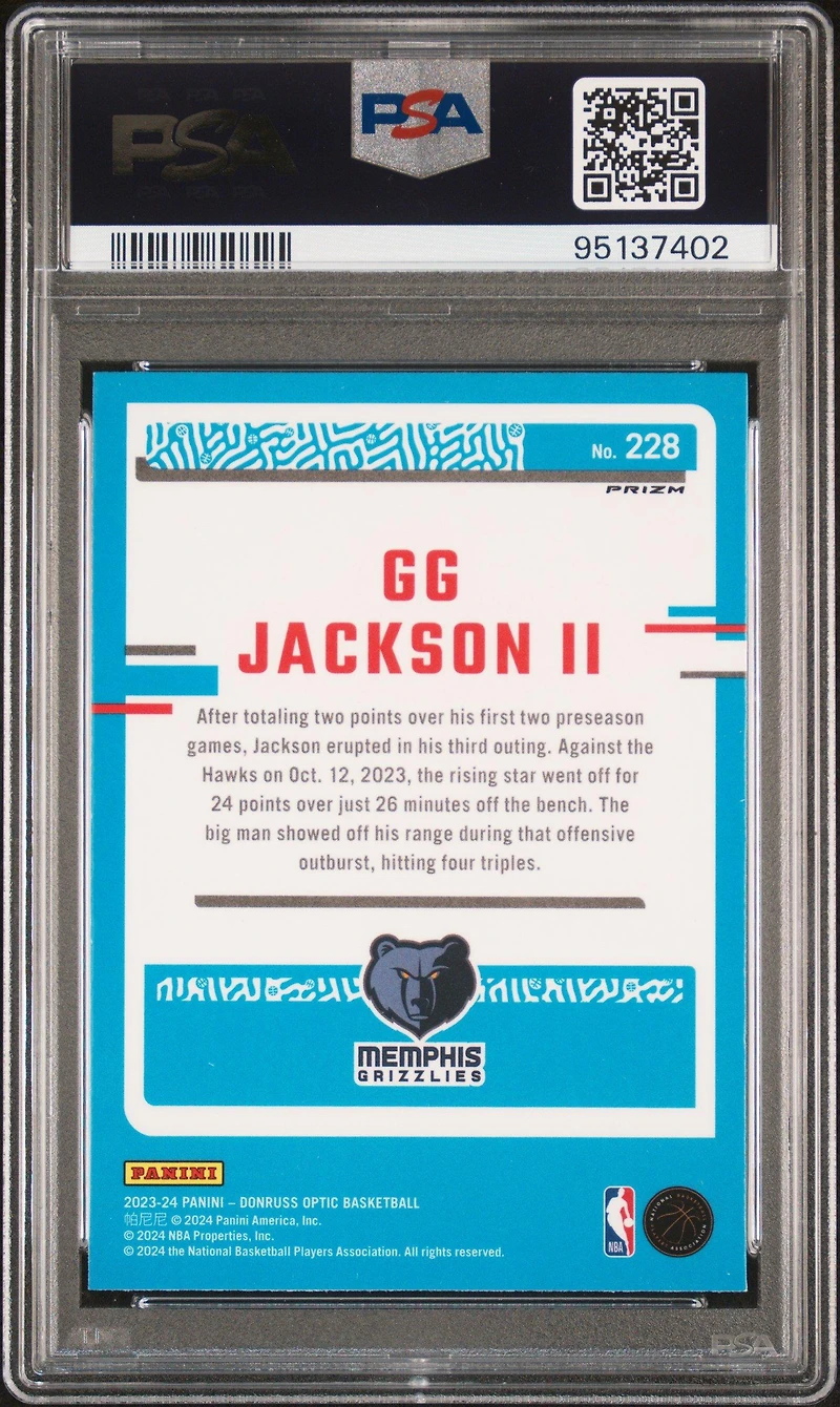 2023 Panini Donruss Optic 228 Gg Jackson Ii Blue Velocity PSA 10
