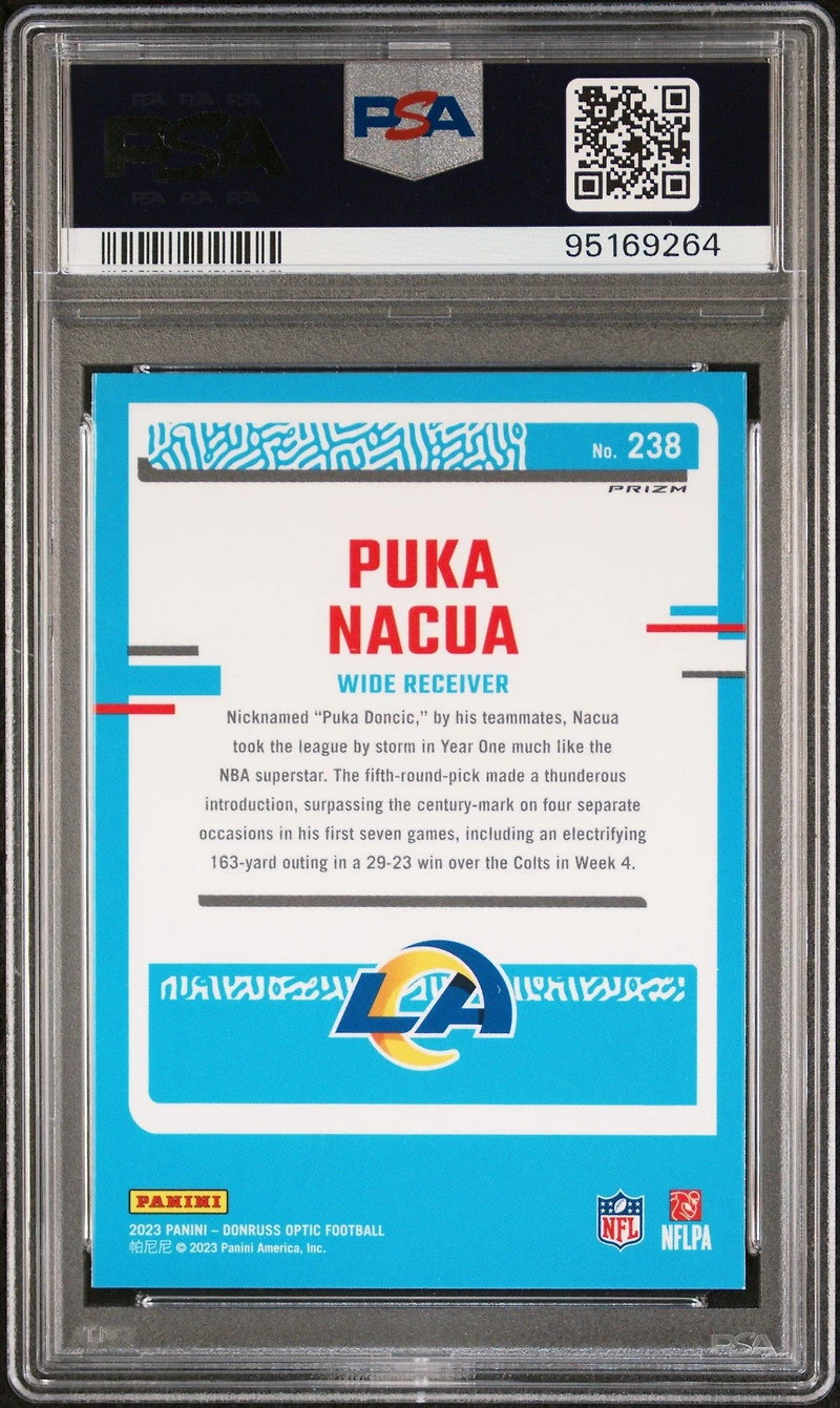 2023 Panini Donruss Optic 238 Puka Nacua Purple Shock PSA 10