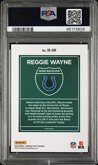 2023 Panini Donruss Optic Super Bowl Downtown Iddh Reggie Wayne PSA 10