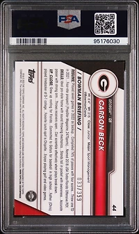 2023 Bowman University Chrome 44 Carson Beck Purple Refractor PSA 10