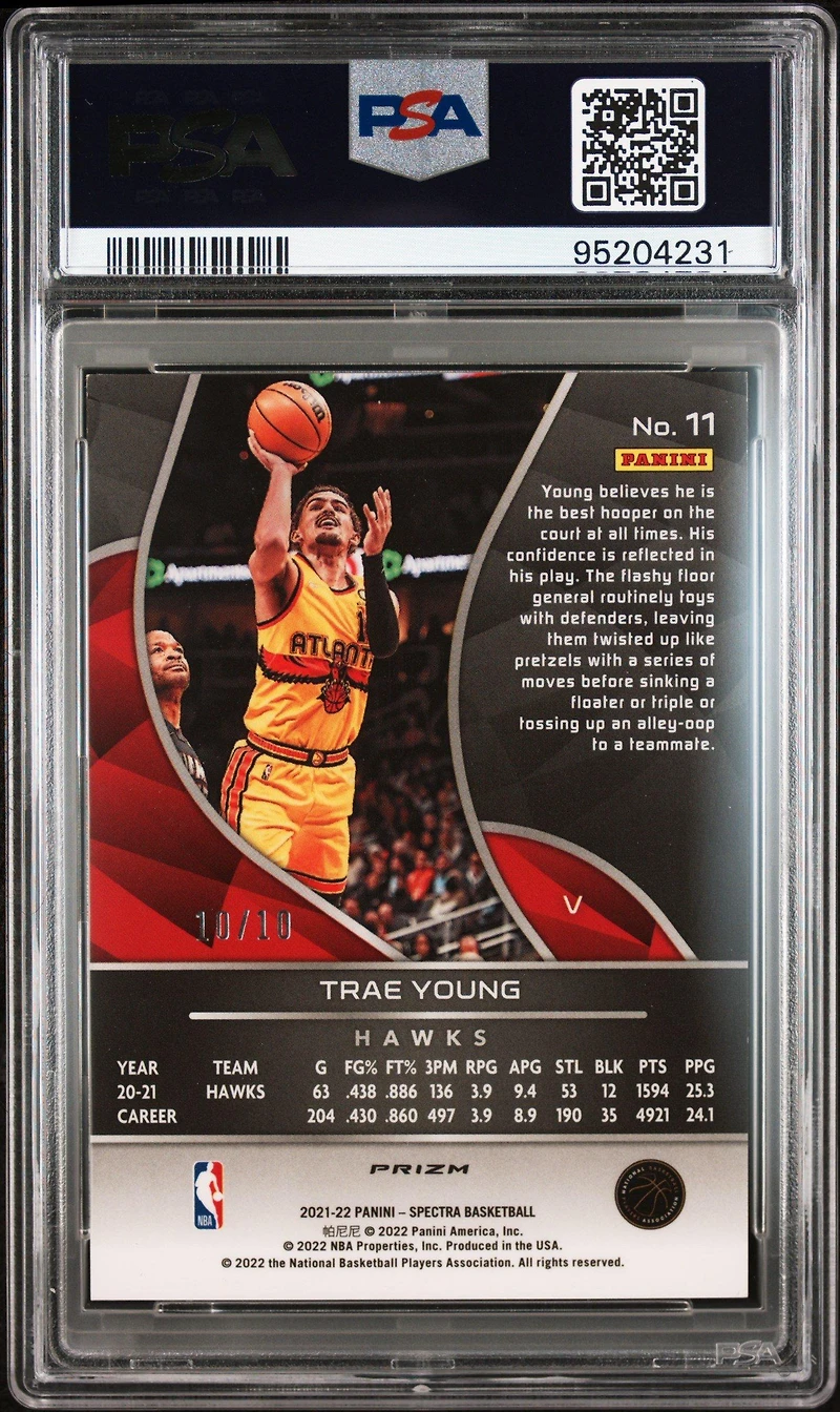 2021 Panini Spectra 11 Trae Young Variation-gold PSA 8