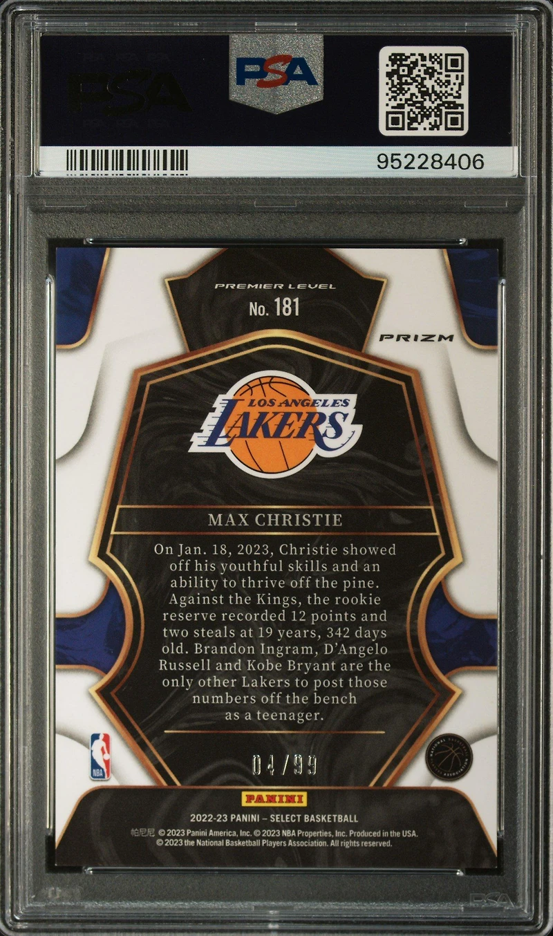 2022 Panini Select 181 Max Christie Light Blue Disco PSA 9
