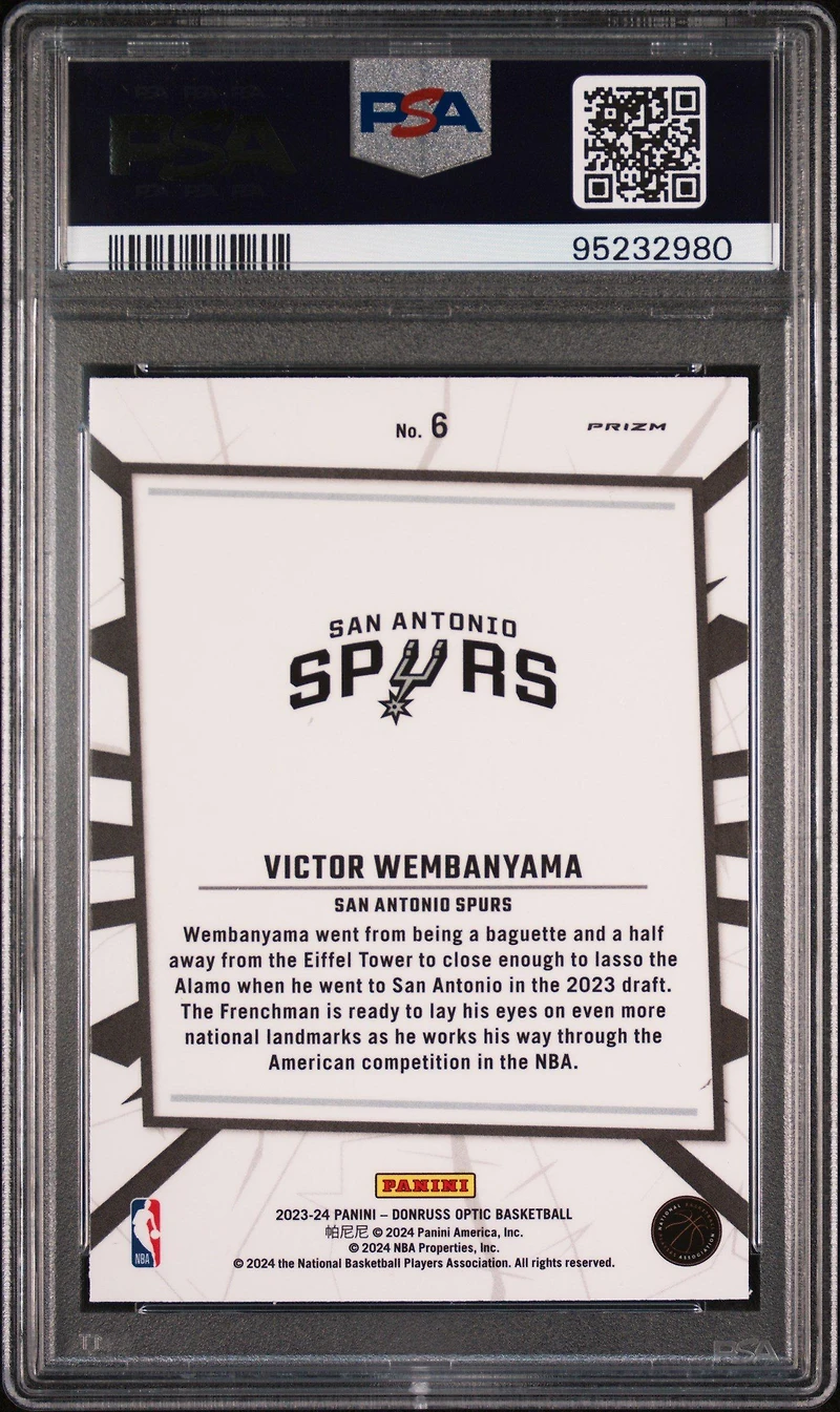 2023 Panini Donruss Optic My House 6 Victor Wembanyama Holo PSA 10