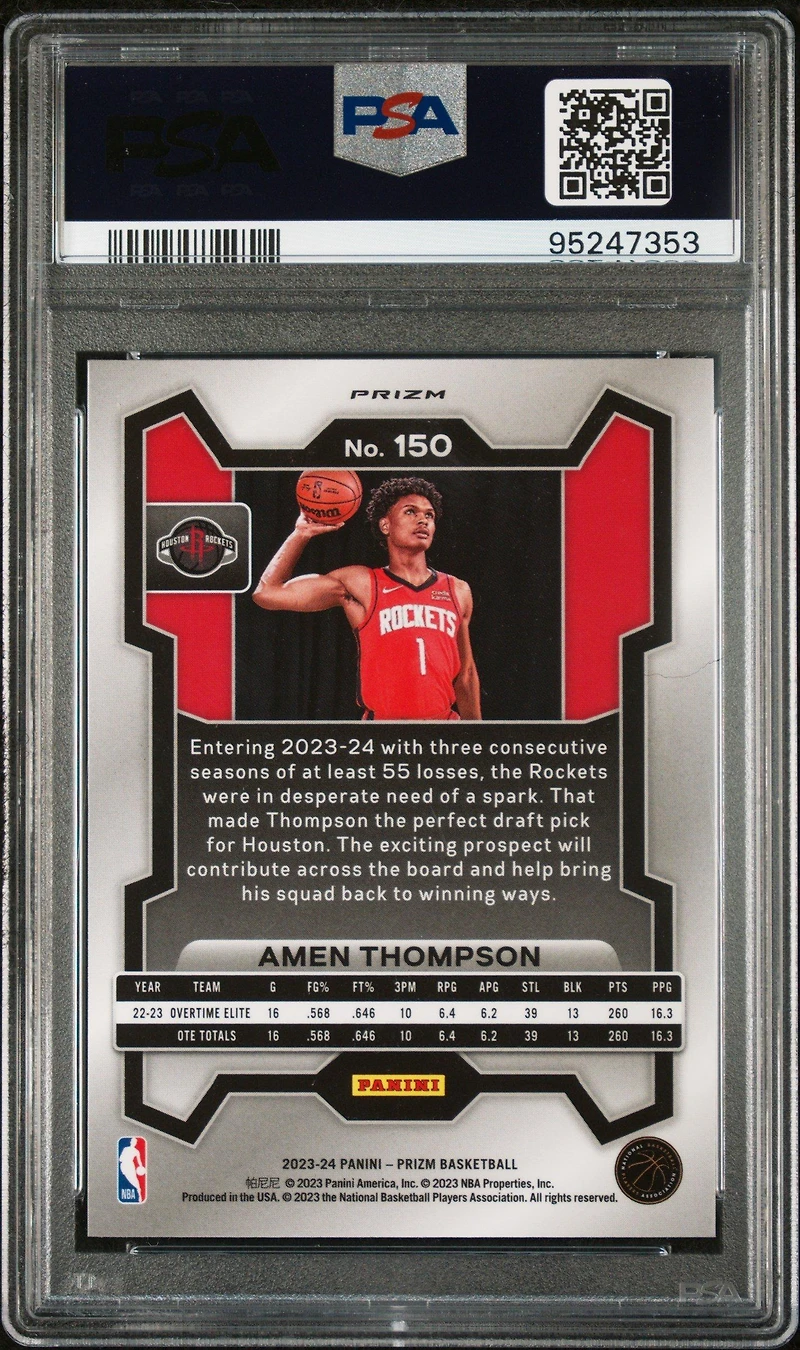 2023 Panini Prizm 150 Amen Thompson Green Prizm PSA 10