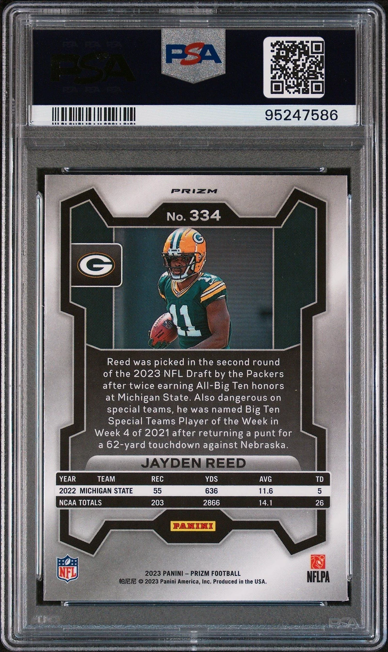 2023 Panini Prizm 334 Jayden Reed Disco Prizm PSA 10